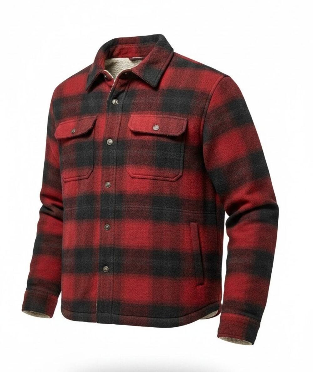 Old Navy Men's XL Red Plaid Snap Front Sherpa Lined Jacket